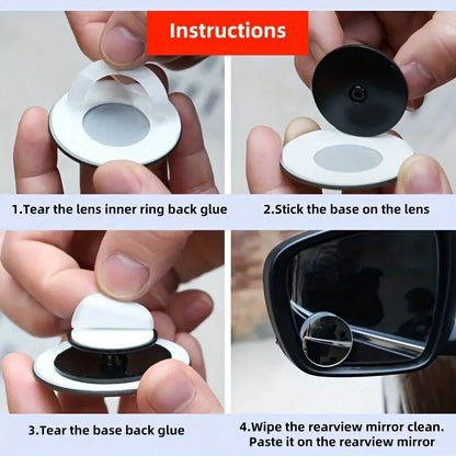 Boost Your Driving Safety with 2pcs 360° Rotatable Car Blind Spot Mirrors! RV Awnings Accessories