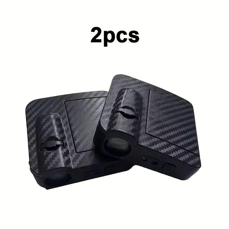 2pcs/set Ultra bright LED door projector light with Angel Wings design Decorative light Ambient light, black carbon fiber finish, illuminating Angel Wings