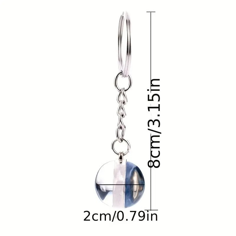 Glow-in-the-dark 12 Constellation Keychain Double-sided Convex Round Glass Ball Key Chain Outdoor Key Holder