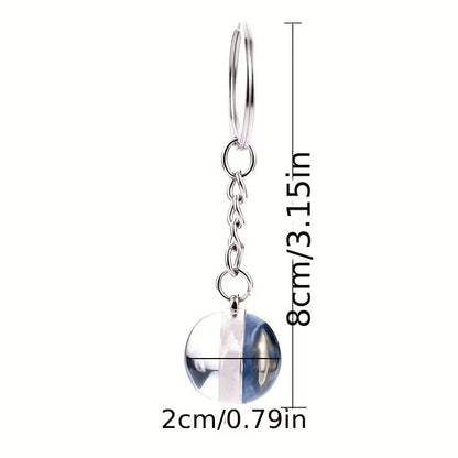 Glow-in-the-dark 12 Constellation Keychain Double-sided Convex Round Glass Ball Key Chain Outdoor Key Holder