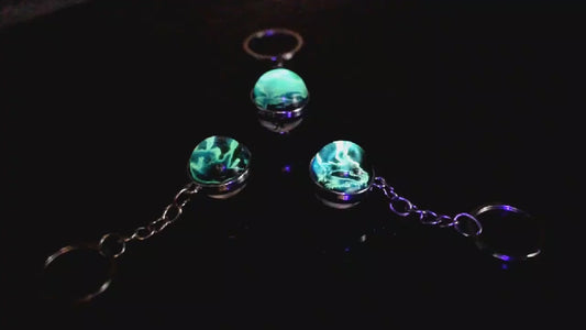 Glow-in-the-dark 12 Constellation Keychain Double-sided Convex Round Glass Ball Key Chain Outdoor Key Holder
